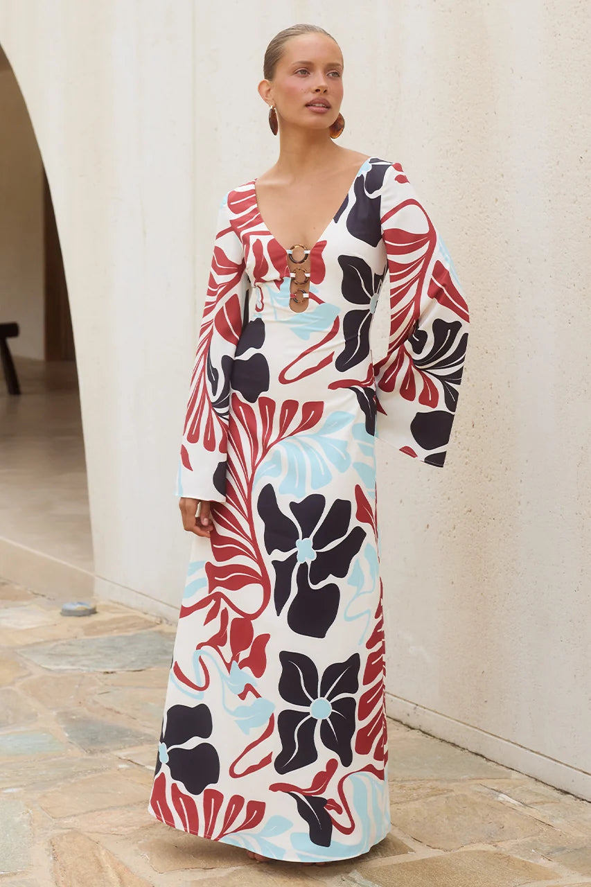 MAXI DRESS - AZURE SCOOP NECK