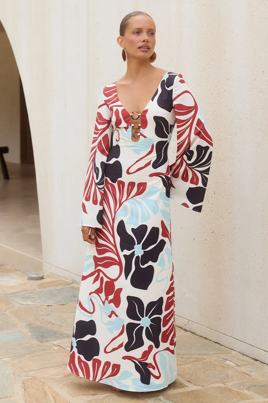 MAXI DRESS - AZURE SCOOP NECK